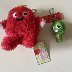 ガチャピン・ムック 鈴入りマスコットぬいぐるみ ボールチェーン　2点セット