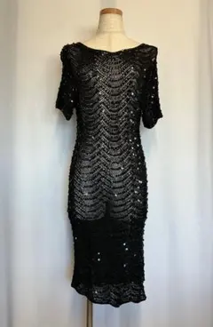 BCBGMaxAzriaチャコール スパンコール オーバーレイ パーティードレス bcbg maxazriaスパンコール装飾 シースルー パーティードレス - メルカリ