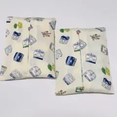 ★２月SALE★電車＆新幹線柄ミニポケットティッシュカバー2枚組　商品番号93