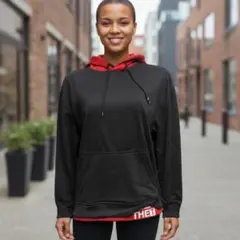 【新品 映え 】バイカラーパーカー 黒×赤 Mサイズ ストリート オーバーサイズ