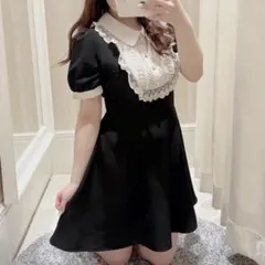 evelyn ビジューレースシフォンワンピース