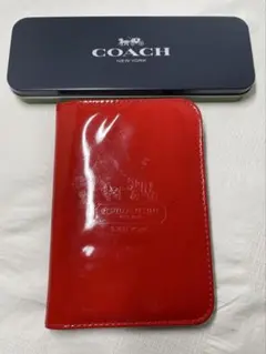 COACH エナメル カードケース レッド&筆箱缶ケース2点