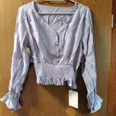 新品未使用タグ付き☆薄紫色 ボタン付きシャツ Fサイズ