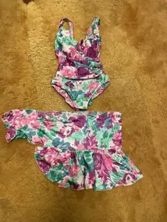 フラワープリント 水着 スカートセット