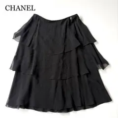 【未使用級】CHANEL スカート ティアード ココマーク ブラック 00T Sのサムネイル