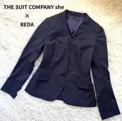 スーツカンパニー × REDA ノーカラージャケット サマージャケット 紺　冷感のサムネイル