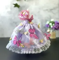 蝶とレースの高貴な幻想ドレス パニエ、ヘッドドレス付 22cmドール用NO.10