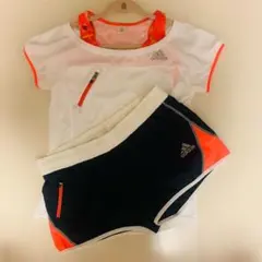 adidas レディース 半袖 上下セット S ホワイト/ネイビー/ピンク