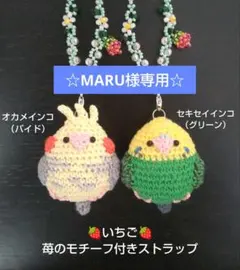☆MARU様専用☆オカメインコとセキセイインコあみぐるみバッグチャーム2点セット