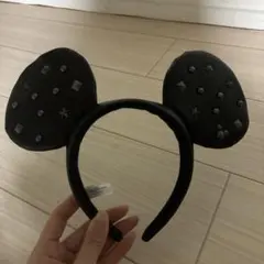 ミッキー カチューシャ 革素材スタッズ付き