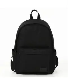 ブラックバックパック フロントポケット付き