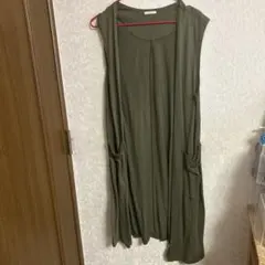 オリーブ色 ロングベスト Lサイズ