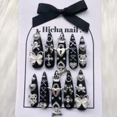 ネイルチップ 地雷系 量産型 サブカル系 ブラック 推し活 ゴテゴテ 韓国