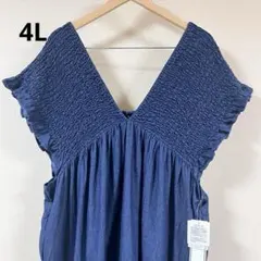 Lax Dan Tia デニムシャーリングティアードワンピース 4L しまむら