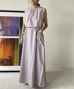 LOWRYS FARM ドロストノースリワンピース パープル ペチコート付き