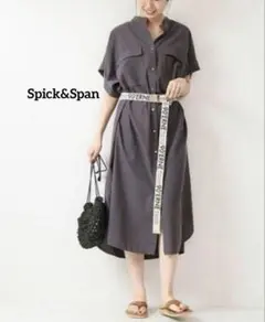 【FREEsize】Spick&Span エアリーフレンチシャツワンピ　グレー