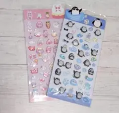 ドロップシール ぷくぷくシール 蓄光 平成レトロ シール交換 動物 青 ピンク