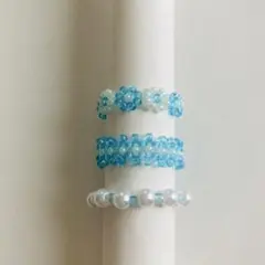 SALE 水色ビーズリング３点 ハンドメイド