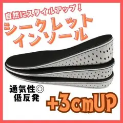 ▲シークレットインソール ３cmアップ　中敷き 低反発　身長UP　防臭　男女兼用のサムネイル