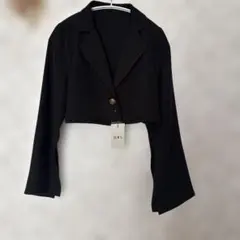 GRL ブラック クロップドジャケット