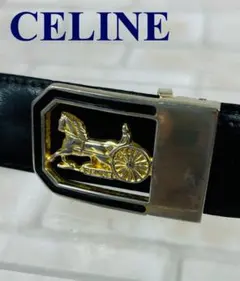 セリーヌ CELINE 馬車金具　レザーベルト  ブラック　ゴールド　シルバーのサムネイル