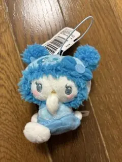 パンダ　ハローキティ　もこもこベイビーマスコット　青色