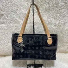 a320　CLATHAS　クレイサス　ハンドバッグ　エナメル　黒　花柄　チャーム