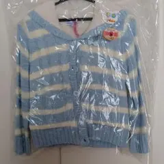 水色と白のストライプカーディガン　コート