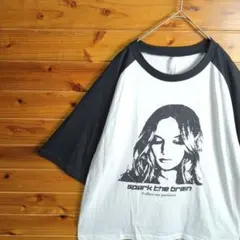 半袖Tシャツ　ラグラン袖　白　黒　L　ヒスガール風　Y2K　カジュアル　英字