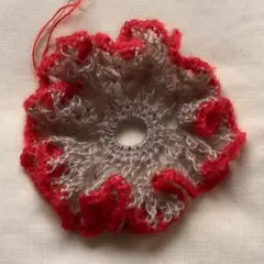 mohair chouchou - beige x red