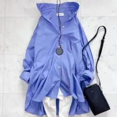 美品✨ミラオーウェン　ベーシックロングシャツ　オーバーシルエット　ゆったり　青