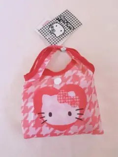 ハローキティ　キティちゃん　エコバッグ　千鳥柄　ピンク