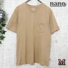 【nano】ナノ　トップス　M　半袖　Tシャツ　ブラウン　Vネック