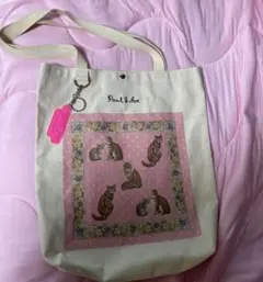 Paul&Joeポールアンドジョー★ピンクネコ柄トートバッグのサムネイル