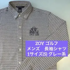 【極美品】ゾイ　ZOY 長袖シャツ　メンズ　1 S ゴルフ 千鳥格子　グレーのサムネイル
