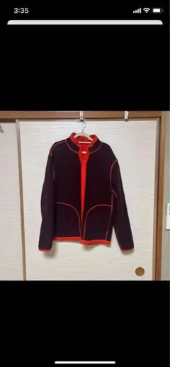 リバーシブル　オレンジ・ダークレッド フリースジャケット