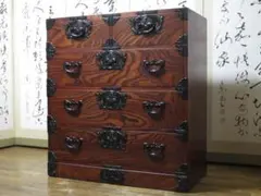 未使用 岩谷堂箪笥 整理箪笥 黒×朱 鉄金具 伝統工芸 鍵付 約40万