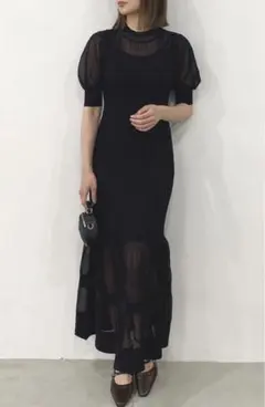 dazzlin キャミレイヤードシアーニットワンピース