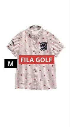FILA GOLF フィラゴルフ 半袖シャツ シアサッカー ストライプ☆赤/白Mのサムネイル