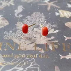 【サルデーニャ産本珊瑚】 レッドコーラル 6×4mm サージカルステンレスピアス