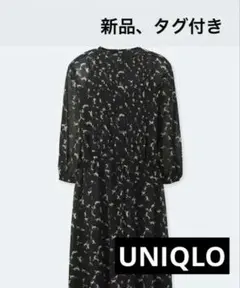 【新品、タグ付】UNIQLO ユニクロ　シフォンプリントワンピース　花柄Sサイズ