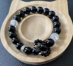 ブラック・クリア天然石ブレスレット約16㎝