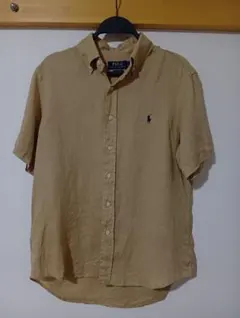 ラルフローレン リネン100%クラシックフィット 半袖シャツ ベージュ　現行タグ