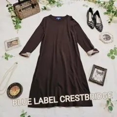 BLUE LABEL CRESTBRIDGE 半袖ニットワンピース 36 ネイビ - メルカリ