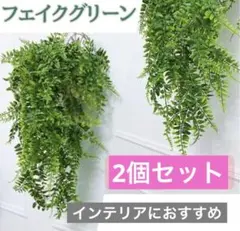 フェイクグリーン 2個セット 造花 シダ植物 観葉植物 リアル 吊り下げ 壁掛け