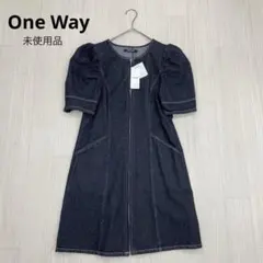 ◆ One Way ワンウェイ 未使用品 ノーカラー デニム ミニ ワンピースのサムネイル