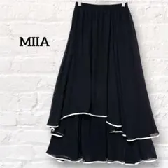 新品 ミーア MIIA シフォンロングスカート ティアード フレア ブラック M