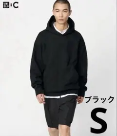 UNIQLO C スウェットオーバーサイズプルパーカ ブラック Sサイズ