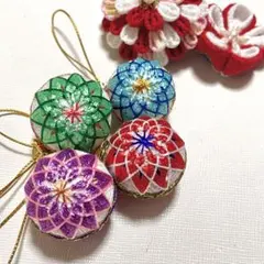 手まり　ストラップ　チャーム 手まり ストラップ チャーム 2 Piece Complete Charm Set(Silver