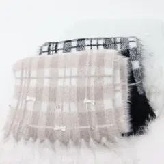 新品 フワフワラメシャギーマフラー ピンク リボン ビジュー 大人可愛い量産地雷